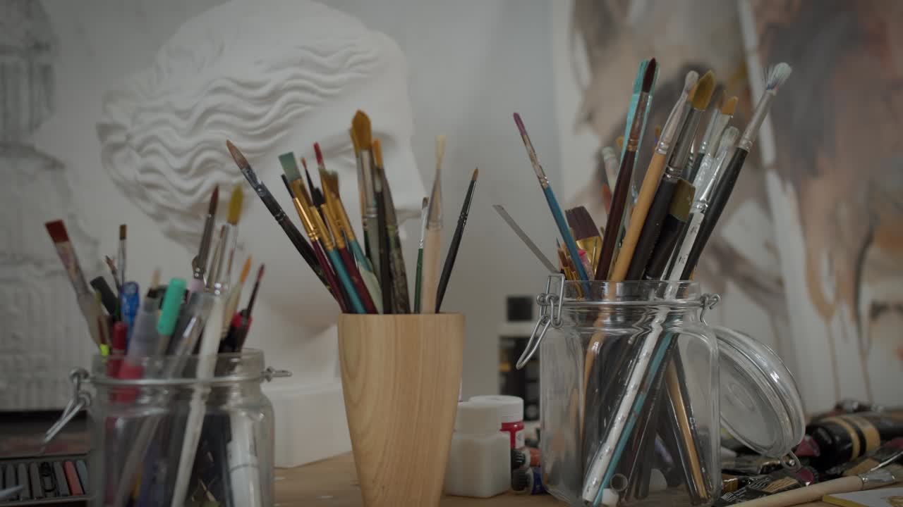Artist brushes and supplies